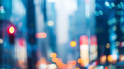 Poster - business district blurred and defocused for bokeh background : Generative AI