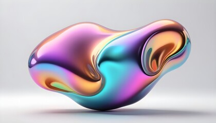 Wall Mural - fluid smooth abstract metallic holographic colored shape background