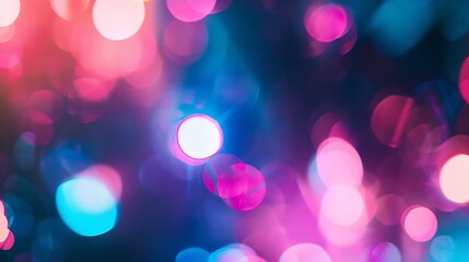 Aufkleber - Color lens flare Futuristic background Blur fluorescent uv led illumination Defocused neon blue pink light on dark abstract overlay : Generative AI