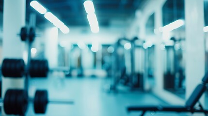 Fototapete - blurred interior sport gym with white background : Generative AI