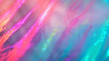 Aufkleber - Holographic Unicorn Gradient Trendy neon pink purple very peri blue teal colors soft blurred background : Generative AI