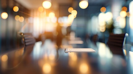 Aufkleber - Businessmen blur in the workplace or work space of table work in office with computer or shallow depth of focus of abstract background : Generative AI