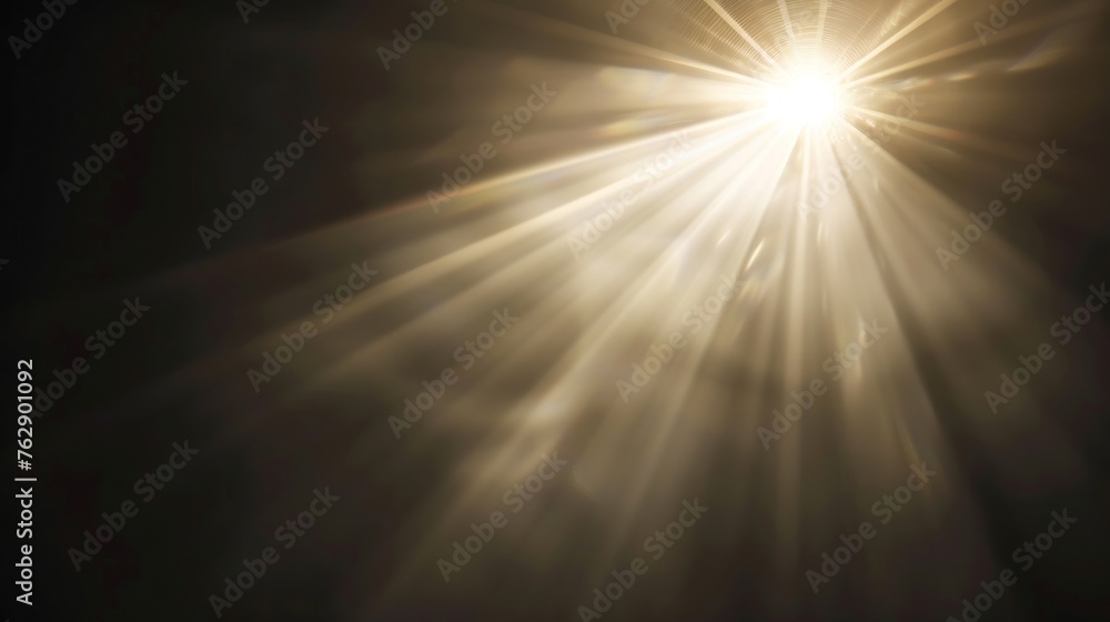 Sun Light Overlay Sun rays overlay Sun rays light isolated on black background for overlay design transparent sunlight special lens flash light effect front sun lens flash light of rad : Generative AI
