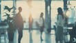 © Generative AI - Blurred image of business people standing in the office : Generative AI