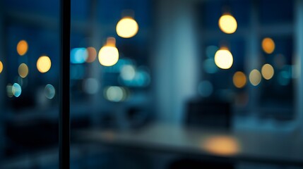 Aufkleber - DARK BLURRED OFFICE BACKGROUND NIGHT BUSINESS ROOM STUDIO HALL INTERIOR : Generative AI