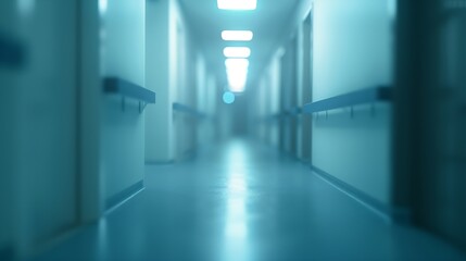 Poster - blur image background of corridor in hospital or clinic image : Generative AI