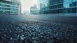empty asphalt road near glass office building : Generative AI