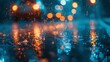 Blurred view of city street with lights at winter rainy night Bokeh lights background Abstract artistic photography : Generative AI