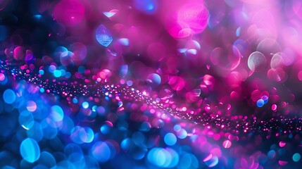 Aufkleber - Blur neon glow Color light overlay Fluorescent radiance Defocused vibrant pink blue soft flecks texture on dark art empty space background : Generative AI