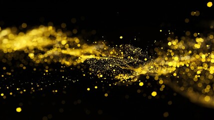 Aufkleber - Yellow abstract bokeh made from Christmas lights on black isolated background Holiday concept blur bokeh overlay for your images : Generative AI