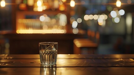 Poster - dark brown top of bar and free space for your glass : Generative AI