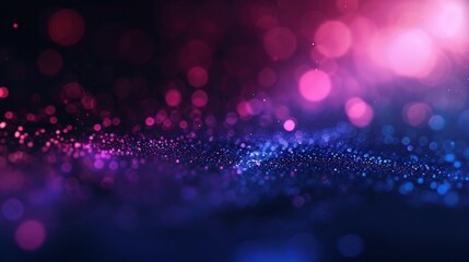 Aufkleber - Blur light flare Bokeh neon glow Futuristic radiance Defocused ultraviolet navy blue pink purple color flecks glare on dark modern abstract background : Generative AI
