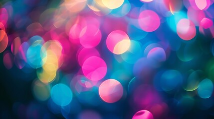 Aufkleber - Neon blur glow Color light overlay Disco illumination Defocused blue pink green ultraviolet radiance soft texture on dark abstract empty space background : Generative AI