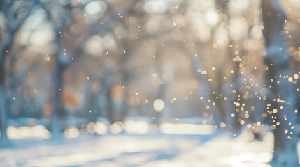 Poster - Blurred view of park covered in snow : Generative AI
