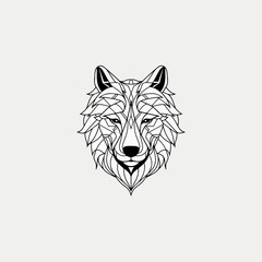 Sticker - Geometric colorful wolf logo vector icon design template