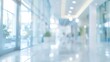 © Generative AI - Blurred hotel or office building lobby blur background interior view toward reception hall modern luxury white room space with blurry corridor and building glass wall window : Generative AI