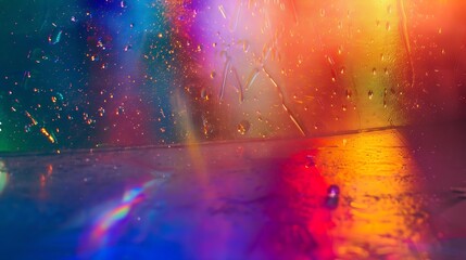 Poster - Dusted Holographic Abstract Multicolored Backgound Photo Overlay Screen Mode for Vintage Retro Looking Rainbow Light Leaks Prism Colors Trend Design Creative Defocused Effect Blurred G : Generative AI
