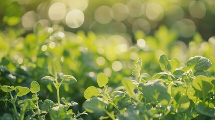 Aufkleber - green blurred bokeh of vegetable garden eco friendly background : Generative AI