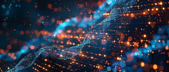 Bioinformatics data stream, DNA sequence, digital science concept