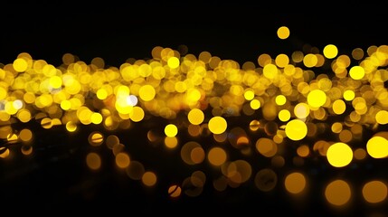 Aufkleber - Yellow abstract bokeh made from Christmas lights on black isolated background Holiday concept blur bokeh overlay for your images : Generative AI
