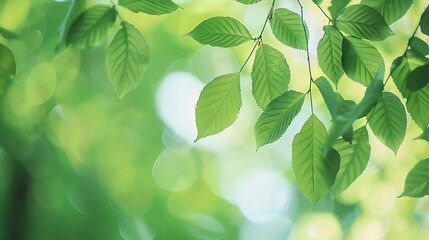 Aufkleber - Blurred greenery leaves of tree forest : Generative AI