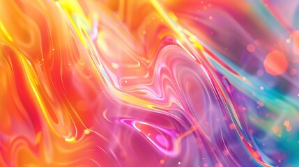 Poster - Holographic neon background Colorful psychedelic abstract Pastel color waves for background : Generative AI