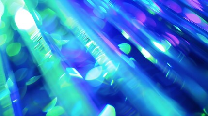 Aufkleber - Blur neon rays Color light overlay Futuristic decoration filter Defocused blue green soft glow beam abstract copy space background : Generative AI