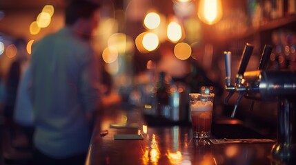 blurred background people in the bar : Generative AI