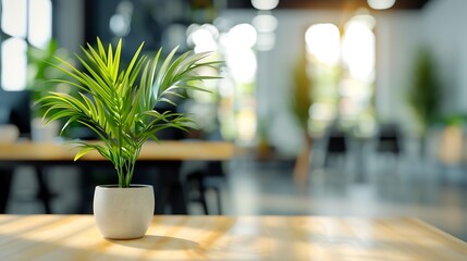 Aufkleber - Blurred interior of modern office workplace a workspace design without partition decorate with black white and wooden furniture Nice environment can create work productivity relax mood : Generative AI