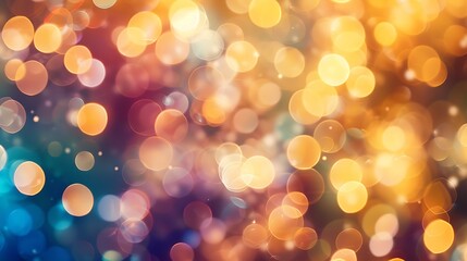 Wall Mural - natural bokeh and bright golden lights Vintage Magic background with colorful bokeh Spring Summer Christmas New Year disco party : Generative AI