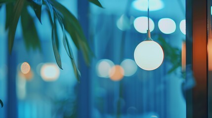 Poster - atmosphere around office blur background with bokeh : Generative AI