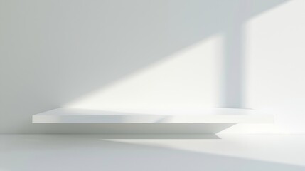 Empty white table top mock up white desk and white background : Generative AI