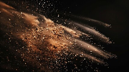Fototapete - Dry river sand explosionBrown color sand splash against black background : Generative AI