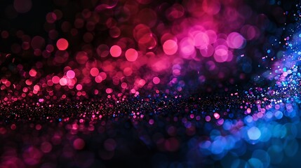 Aufkleber - Color bokeh light Defocused glow overlay Blur pink blue red neon glow flecks soft texture on dark black abstract background with free space : Generative AI