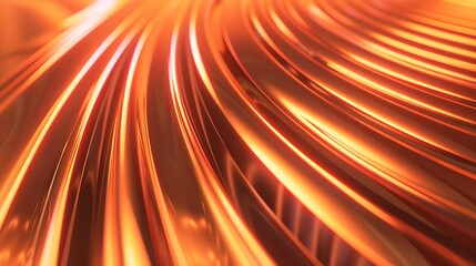 Aufkleber - Fluorescent background Blur curved texture Futuristic light Defocused neon orange Peach Fuzz brown color stripes in circles glow on dark ridged abstract overlay trend color of 2024 : Generative AI