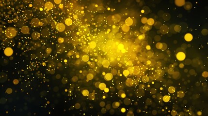 Aufkleber - Yellow abstract bokeh made from Christmas lights on black isolated background Holiday concept blur bokeh overlay for your images : Generative AI
