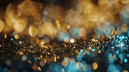 Aufkleber - glitter vintage lights background gold silver blue and black defocused : Generative AI