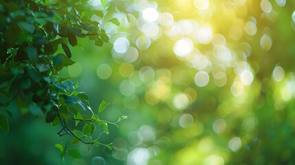 Aufkleber - Blurred green Bokeh natural tree in parks with bight sunlight : Generative AI