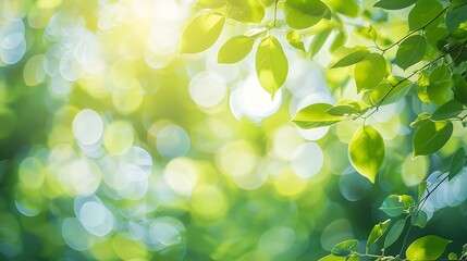 Aufkleber - Bokeh of vivid leaves of trees in sunlight Natural green background Blurred rich greenery with copy space Abstract texture of defocused lush foliage in sunny day Backdrop of scenic nat : Generative AI