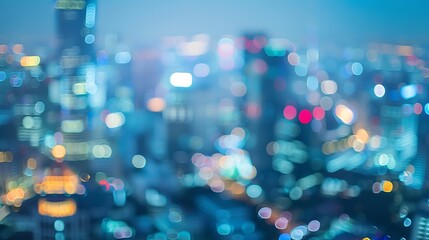 Poster - business district blurred and defocused for bokeh background : Generative AI