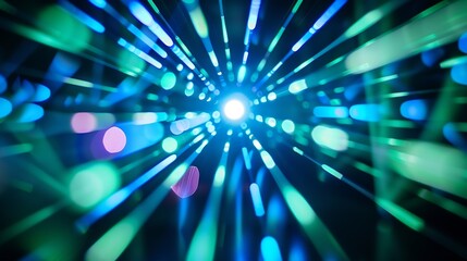 Aufkleber - Blur neon rays Color light overlay Futuristic decoration filter Defocused blue green soft glow beam abstract copy space background : Generative AI