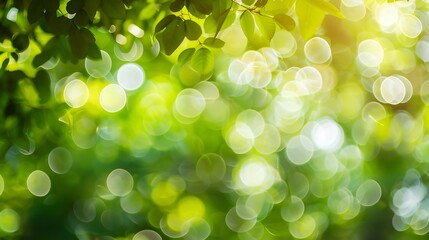 Aufkleber - Green color abstract blur bokeh background from tree and light in natural garden : Generative AI