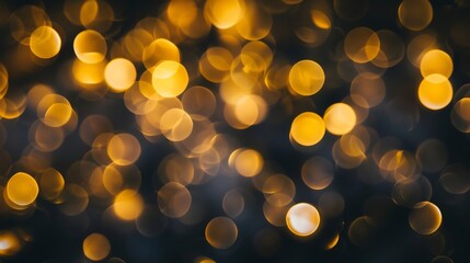 Aufkleber - Golden blurred bokeh lights on black background Glitter sparkle stars for celebrate Overlay for your design : Generative AI