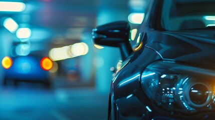 Aufkleber - Abstract blurred car in parking background : Generative AI