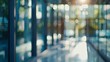 © Generative AI - Blur office background building exterior view to lobby glass window wall with blurry light bokeh : Generative AI