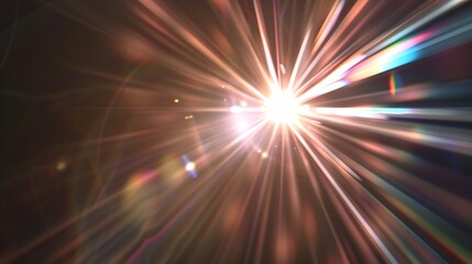 Aufkleber - Easy to add lens flare effects for overlay designs or screen blending mode to make highquality images Abstract sun burst digital flare iridescent glare over black background : Generative AI