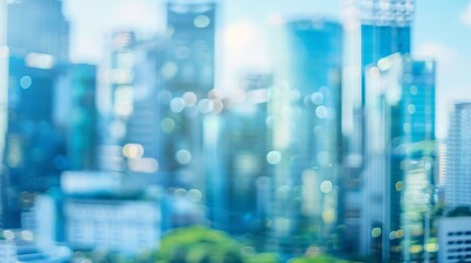 Poster - business district blurred and defocused for bokeh background : Generative AI