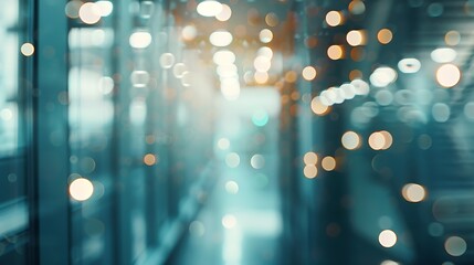 Leinwandbilder - Blurred empty open space office Abstract light bokeh at office interior background : Generative AI
