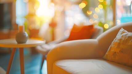 Leinwandbilder - blur image of living room with table and sofa for background usage : Generative AI