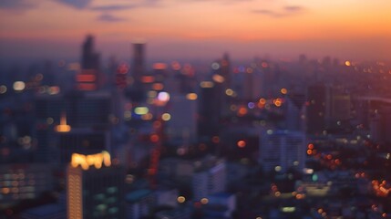Poster - City blurred lights background after sunset : Generative AI